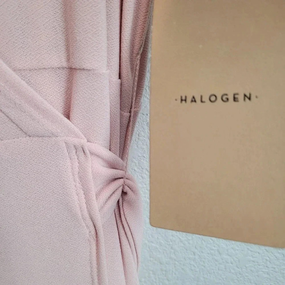 NWT Halogen Women's Wrap Dress Size XL Pink Polyester Solid Long Sleeves V-Neck - Picture 5 of 13